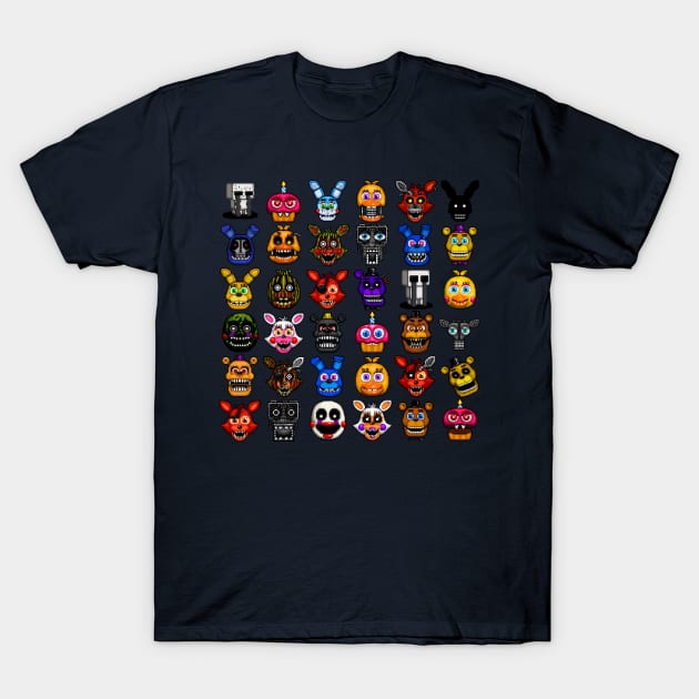 FNAF pixel art collage T-Shirt by GEEKsomniac